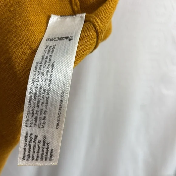 Eileen Fisher Yellow Short Sleeve Linen Boxy Tee Sz medium - Picture 5 of 8